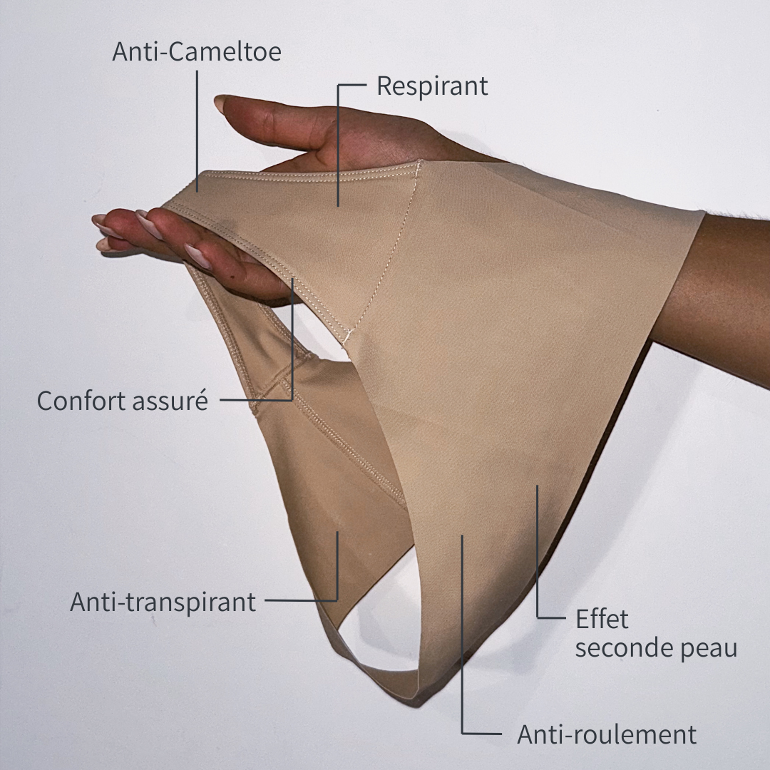 Les détails du tanga NUVY anti cameltoe